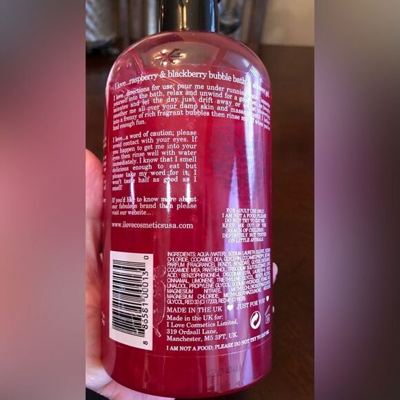 I LOVE ... - NWT - Raspberry &  Blackberry Bubble Bath & Shower Gel. 16.9 fl. oz - Picture 7 of 13